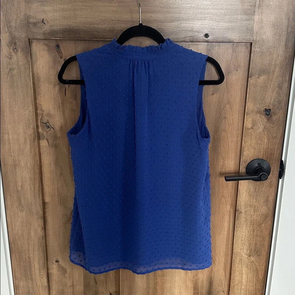 J. Crew Royal Blue Swiss Dot Sleeveless Blouse